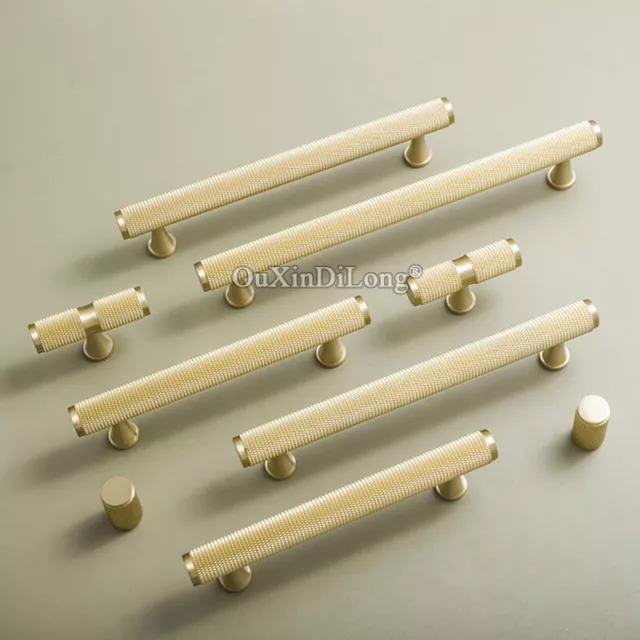 2PCS Brass Knurled Furniture Handles Drawer Pulls Cupboard Kitchen Cabinet Knobs