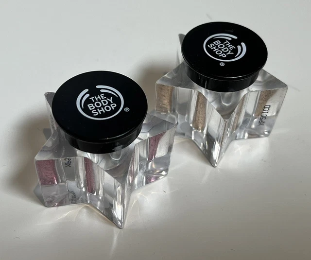 BODY SHOP & Glitter Dust " 1 Gold + 1 Festival Pink Star Shaped Pots