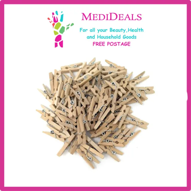 Mini Wooden Pegs Pack Of 60 - Ideal For Crafting, Clipboards,Weddings Or Photos