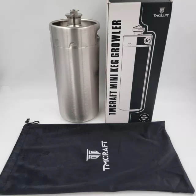 TMCraft 128oz Stainless Steel Mini Keg Portable Beer Growler With Bag