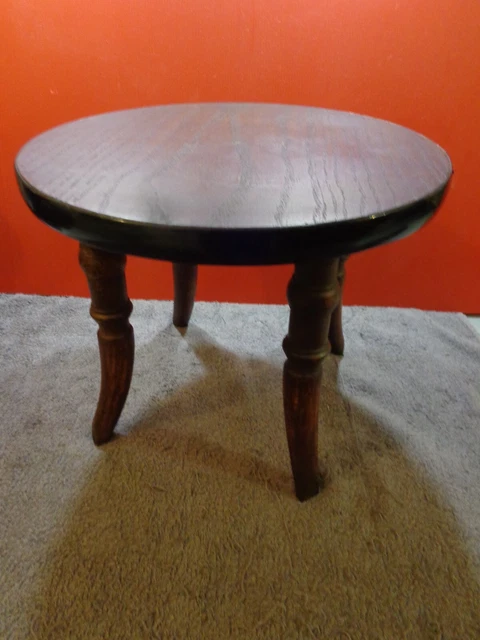 Ancien Tabouret En Bois Vintage - H:30cm, 20x25cm - Repose-pied Art Populaire