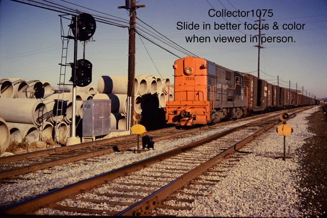 Original Slide- Long Island Railroad LIRR #1503 w/Freight @ Hicksville NY 1962