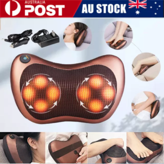 8 Heads Full Body Massager Back Body massage Cushion Shiatsu Pillow Car Home AU