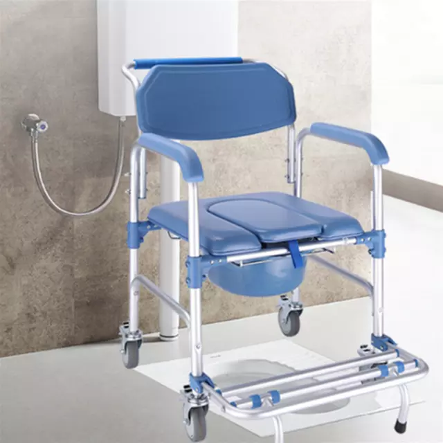 Sedia a Rotelle Impermeabile con WC Vaso Rimovibile per Anziani/Disabili