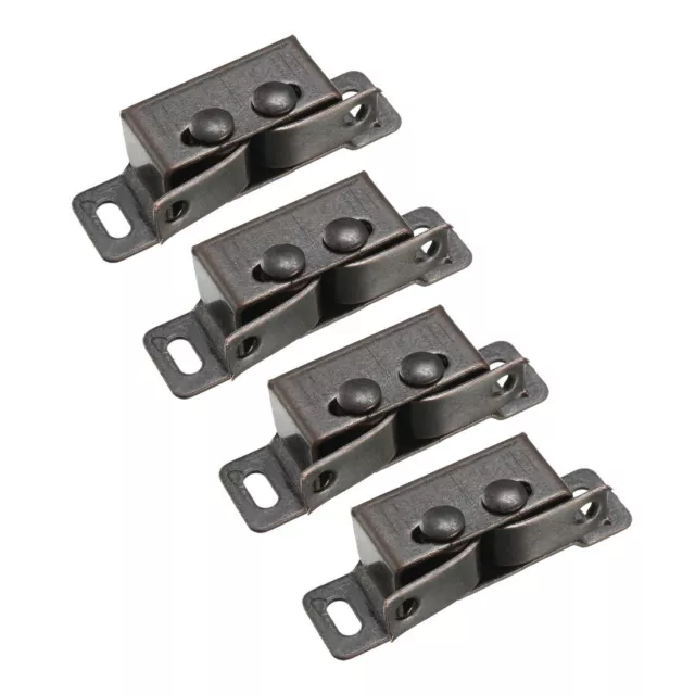 Retro Wardrobe Door Iron Double Ball Roller Catch Latch, Copper Tone 4pcs