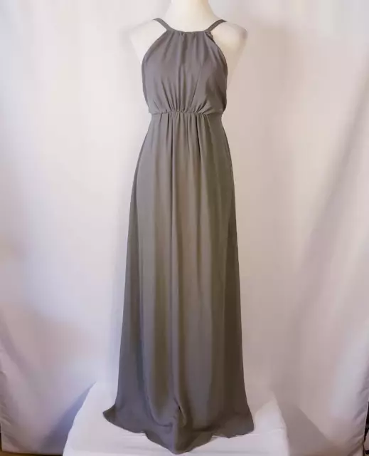 Show Me Your MuMu Women's S Amanda Maxi Dress Gray Halter Neck Open Back
