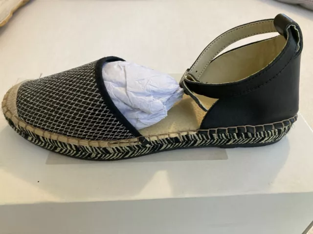 Andre Assous 'Ingrid' Anthropologie Brand Espadrille Flat Size 37 Black / Silver 2