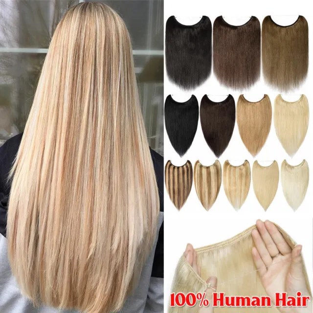 100% Real Invisible Wire Hair Extensions Remy Human Hair Hidden One Piece Weft