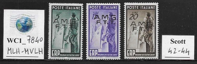 WC1_7840. TRIESTE FTT. 1949 EUROPEAN RECONSTRUCTION set. Scott 42-44. MNH