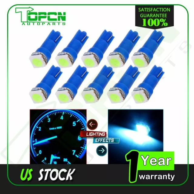 10X T5 Ice Blue 5050 1-LED Car Instrument Dashboard Gauge Mini Wedge Bulb light