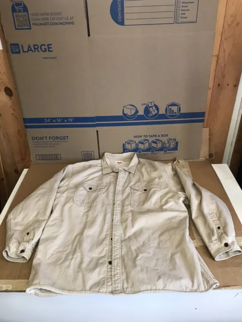 Levi’s Mens Button Down Sherpa Fleece Lined Jacket Shirt Size 2XL Tan Khaki