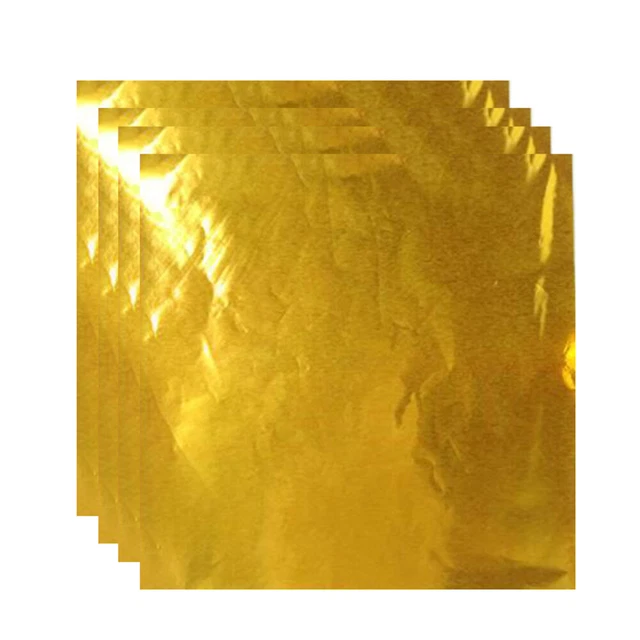 Papier Aluminium Doré 5x5 Pouces - 100 Feuilles Pour Emballer Chocolats, Bonbons DIY, Fêtes