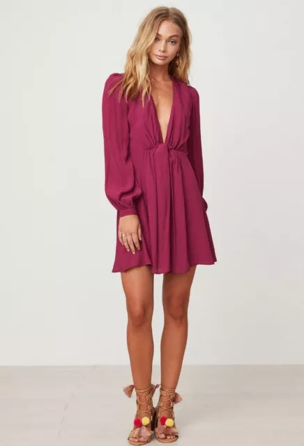 NWT Revolve Lovers + Friends Windy Beach Long Sleeve Dress in Raspberry Small