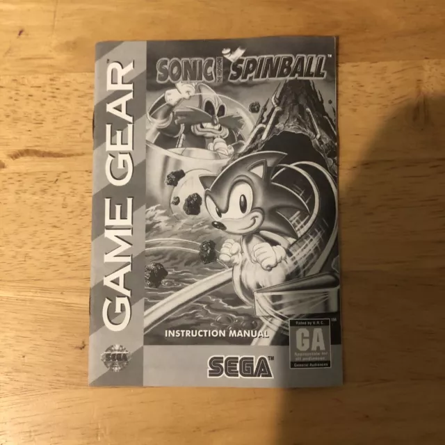 Sonic The Hedgehog Spinball Sega Game Gear Instruction Manual Booklet Only
