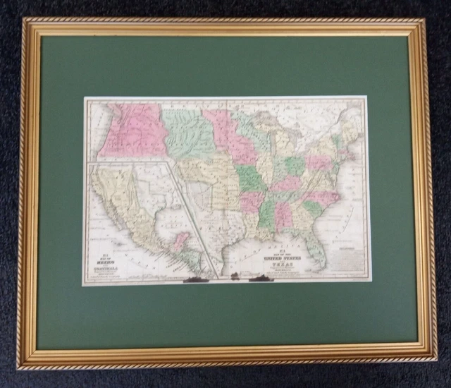 Scarce ©1839 Mitchell Maps № 4 U.S & Rep. of Texas ; № 5 Mexico: Upper CA-Framed