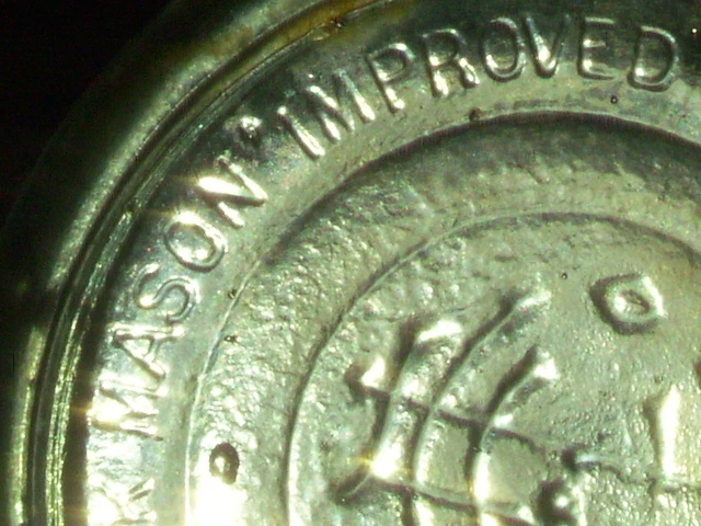 Rare CFJCo. missing S in Mason's Improved canning fruit jar. no zinc band