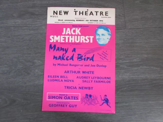 Jack Smethurst in Many a Naked Bird Original 1976 Hull New Theatre Poster