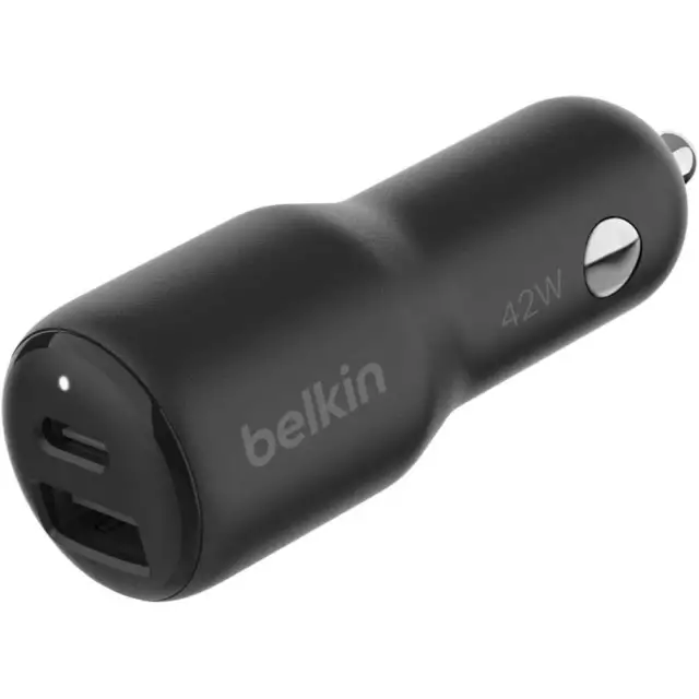 Autoladegerät Belkin Boost Car PD3.0 PPS 3A USB-C USB-A 30W+12W, Schwarz