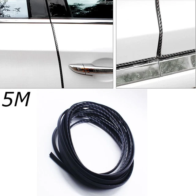 5M Carbon Fiber Car Door Moulding Scratch Protector Strip Edge Guard Trim Rubber - Foto 5
