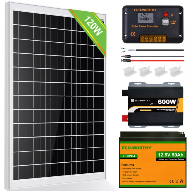 Kit de panneau solaire 120W/240W avec batterie lithium 50Ah pour bateau caravane