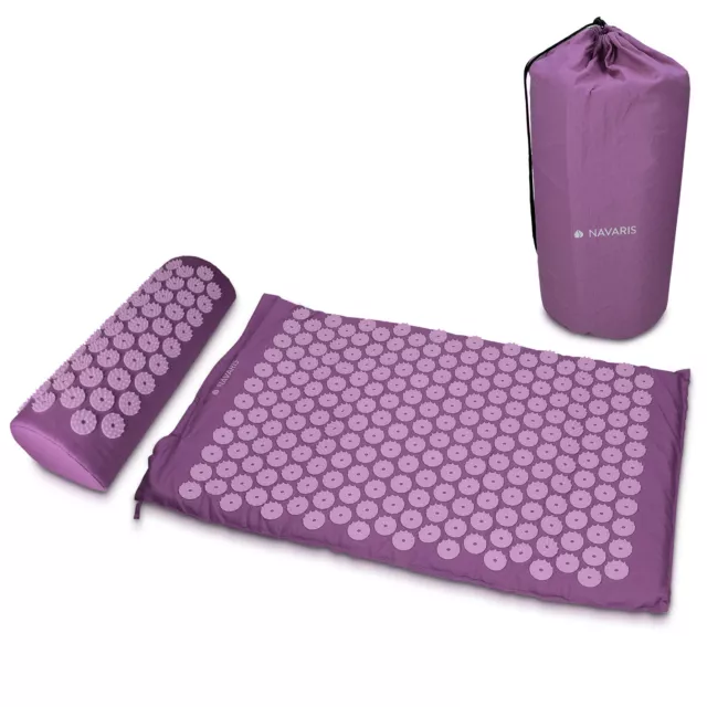 Akupressur Massage Set 1x Akupressurmatte 1x Kissen Matte Kopfkissen Violett
