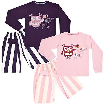 Kids Girls Pyjamas Sing Along Contrast Top Bottom PJS Sleepwear Set 2-13 Years