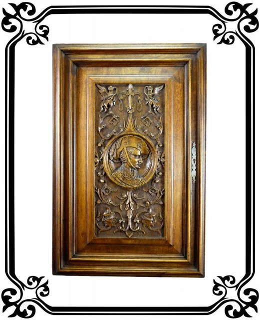 French Antique Gothic Hand Carved Wood Cupboard Door 19th