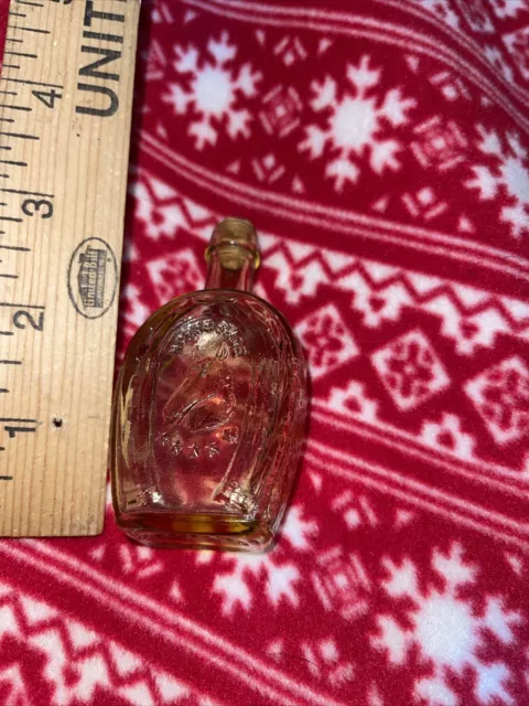 Vtg. Wheaton 3" Gold Amber Glass Horseshoe Horse Shoe Mini Bottle Cork (HOME2) 2