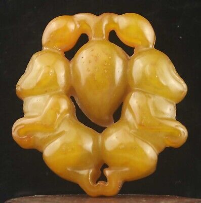 Chinese old natural jade hand-carved statue monkey pendant a
