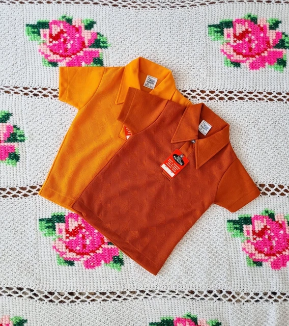 Retro 2 Polo Shirts Lot 60S Deadstock Cuckoo Diamond Collar Tee Approx 3-4 Years