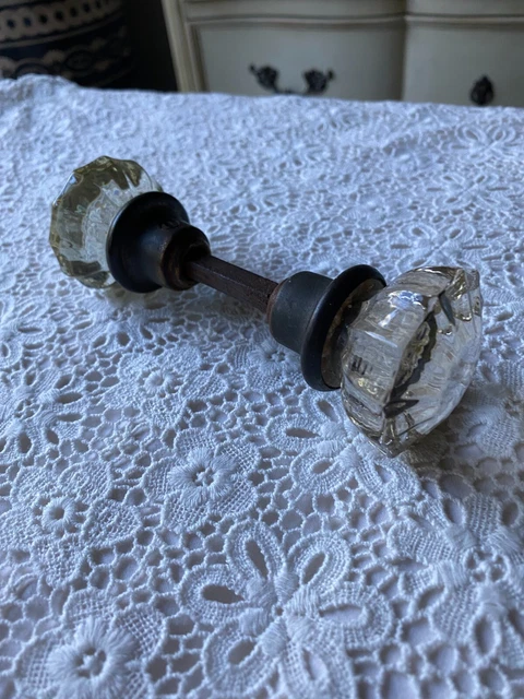 Vintage Crystal Door Knob Set Reclaimed