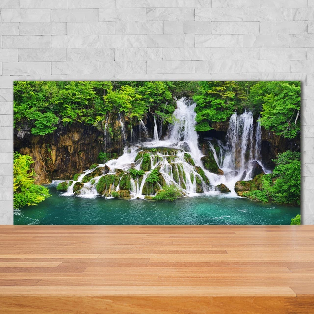 Moderno Protector Contra Salpicaduras de Vidrio 140x70 Montañas de cascada