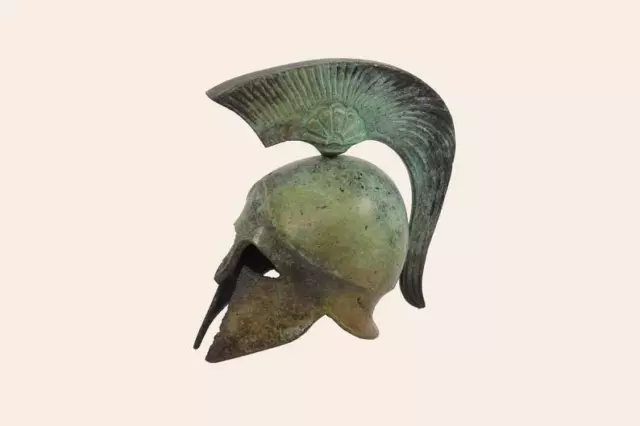 Ancient Greek Warrior Helmet Anthemion Crest Bronze Helmet Mini Replica