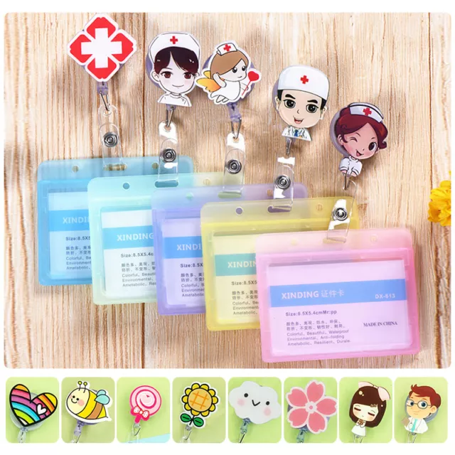 Nurse*Doctor Horizontal ID Card Badge Pass Work Holder and Retractable Reel Clip