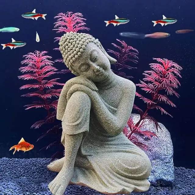 Sandstone Fish Tank Statue Buddha Zen Sculpture  Fish Tank Accessories