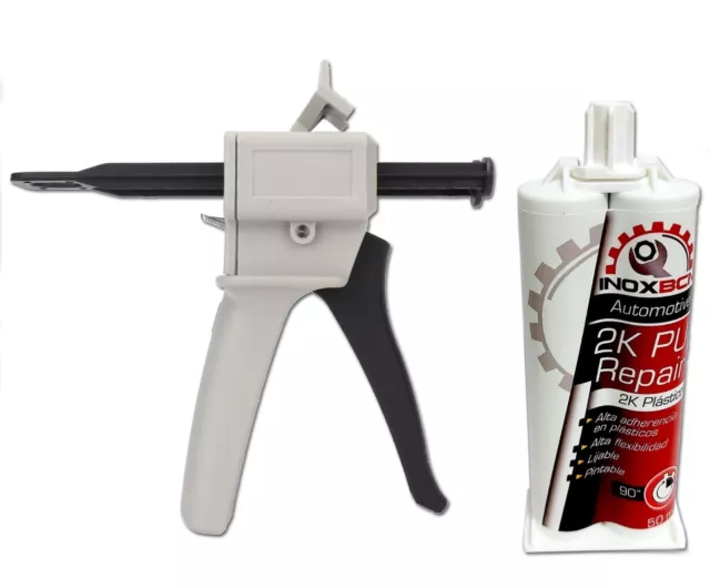 Pack Pistola + Adhesivo Para Plasticos Bicomponente K2 50Ml Incluye Canula