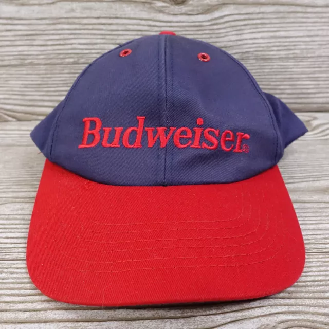 Vintage Budweiser Beer Logo Blue Red Adjustable Snapback Baseball Hat Cap