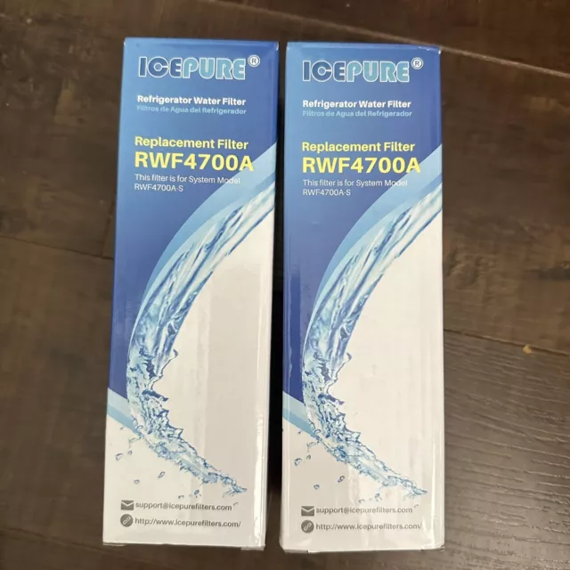 Lot of 2 Ice Pure Refrigerator Water Filter Cartridges RWF4700A