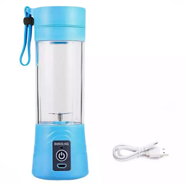 Verre pour Mélanger Fruits et Glace 380ml USB 150w Bleu, Mini mixeur électriqu 2