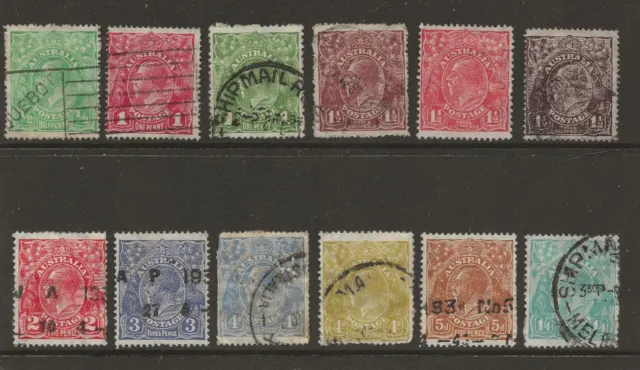 Australia Stamps - KGV Selection of George Heads on a Stockcard