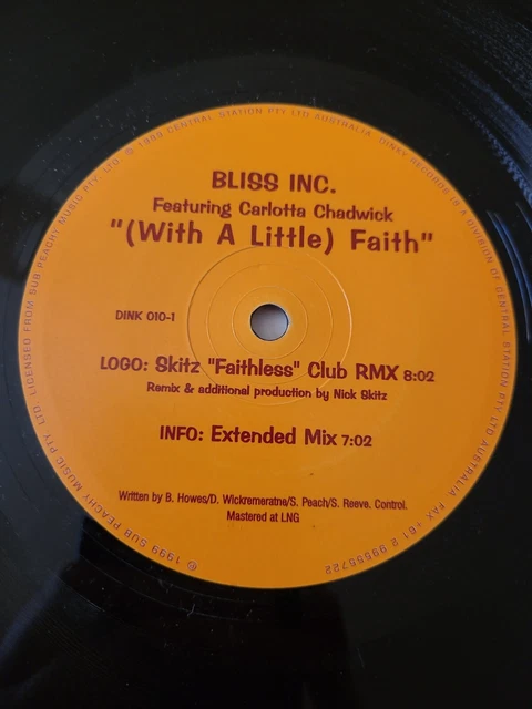 Bliss Inc - (With A Little) Faith - Nick Skitz 12" EX Dinky Scouse House Donk