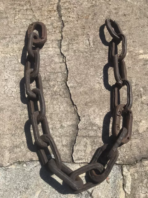 Antique 19th Century 1800’s Large Heavy Wrought Iron Ship Boat Nautical Chain