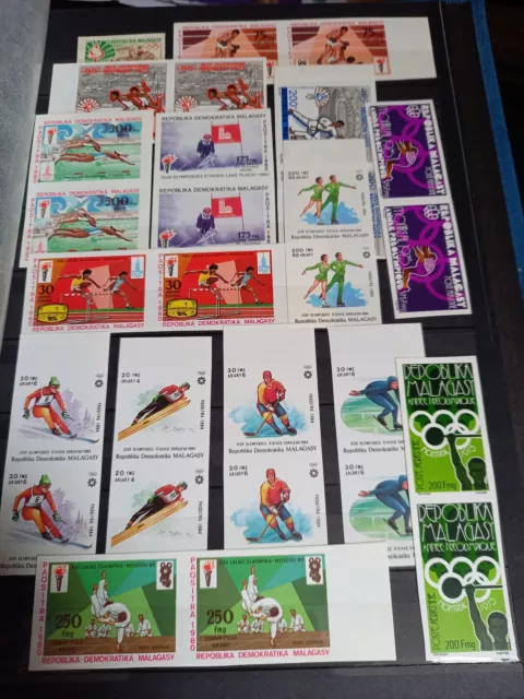 Timbres Madagascar non dentelés thème jeux olympiques