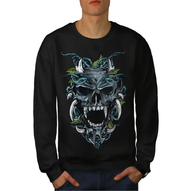 Wellcoda Hell Demon Mens Sweatshirt, Skull Casual Pullover Jumper