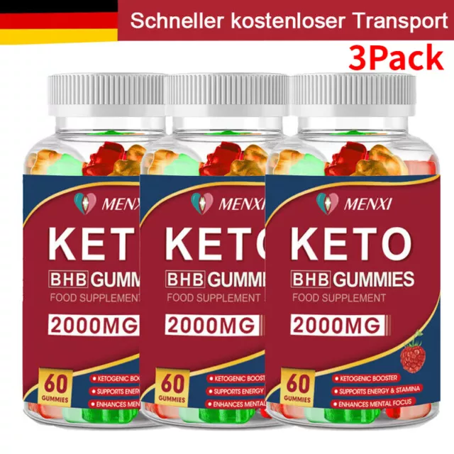 3 x 60 Stck. Keto Gummis für Gewichtsverlust & Fatburner, starker Bauch Abnehmen