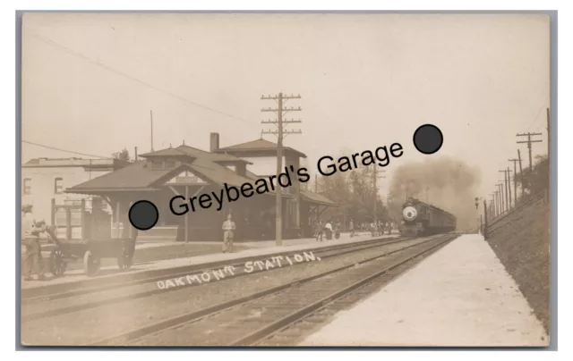 RPPC PRR Railroad Train Station Depot OAKMONT PA Allegheny Real Photo Postcard