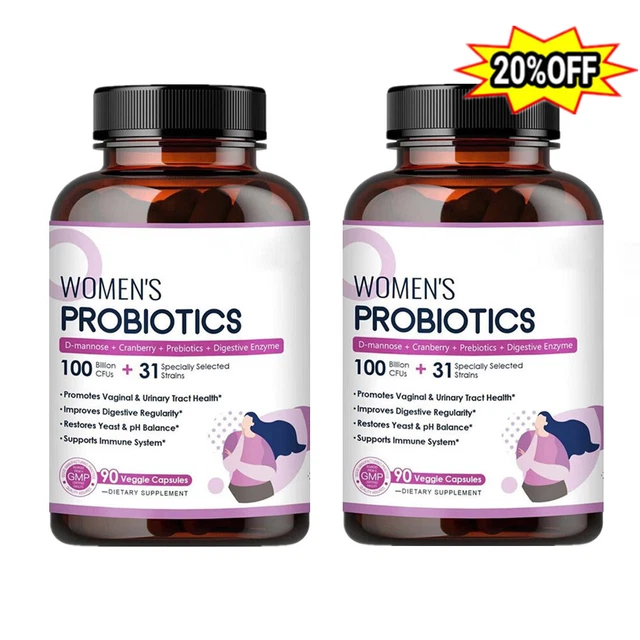 Probiotiques Vaginaux Pour Femmes - 90 Capsules, équilibre Du PH, Prébiotiques, Lactobacillus