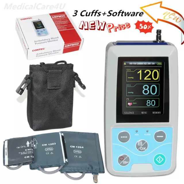 24 hours ambulatory blood pressure monitor  automatic sphygmomanometer+3 cuffs