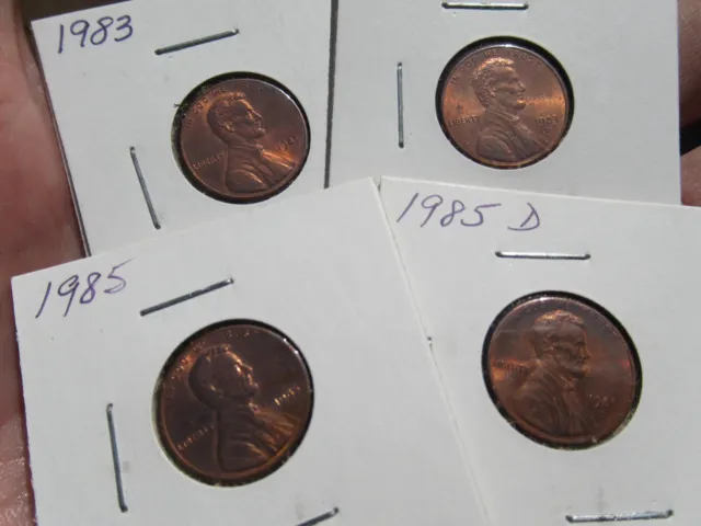 1983 & 1985 P & D Lincoln Penny 4 Cents BU UNC Brilliant Uncirculated FREE SHIP
