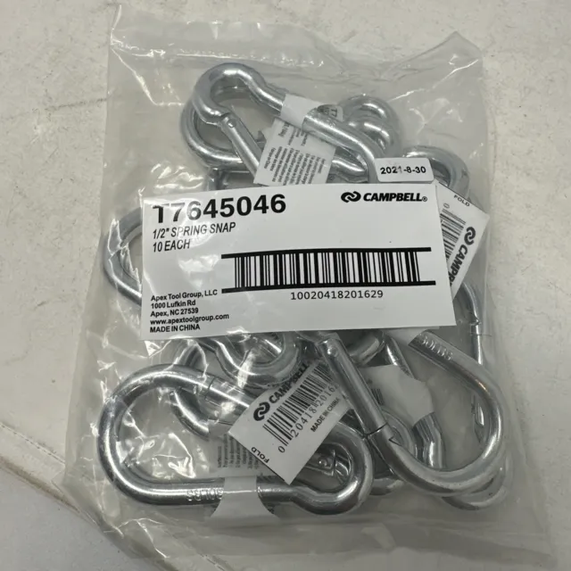 (Bag of 10) Campbell T7645046  1/2-In. Spring Snap Link, Zinc Finish